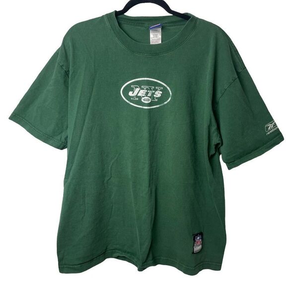 VINTAGE Reebok New York Jets Logo Solid Green Short Sleeve Tee Short Cotton L - Picture 9 of 9